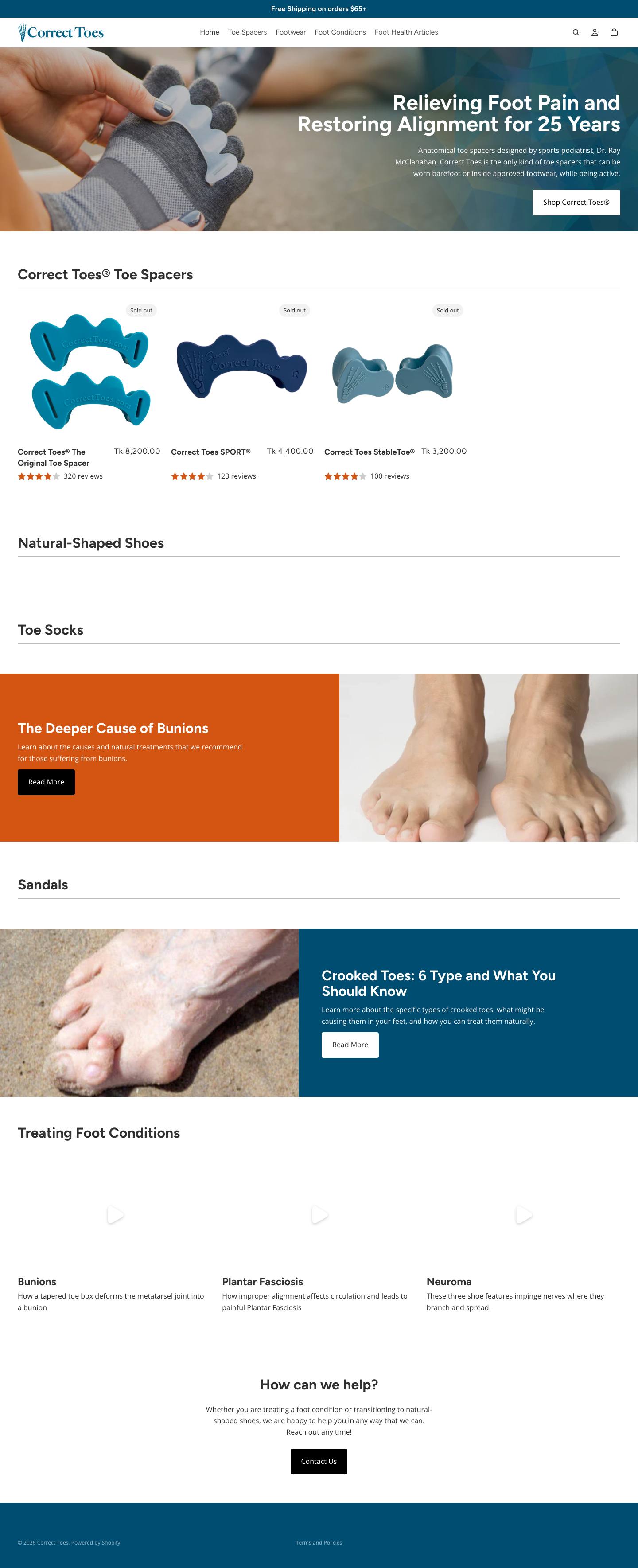 Correct Toes website screenshot