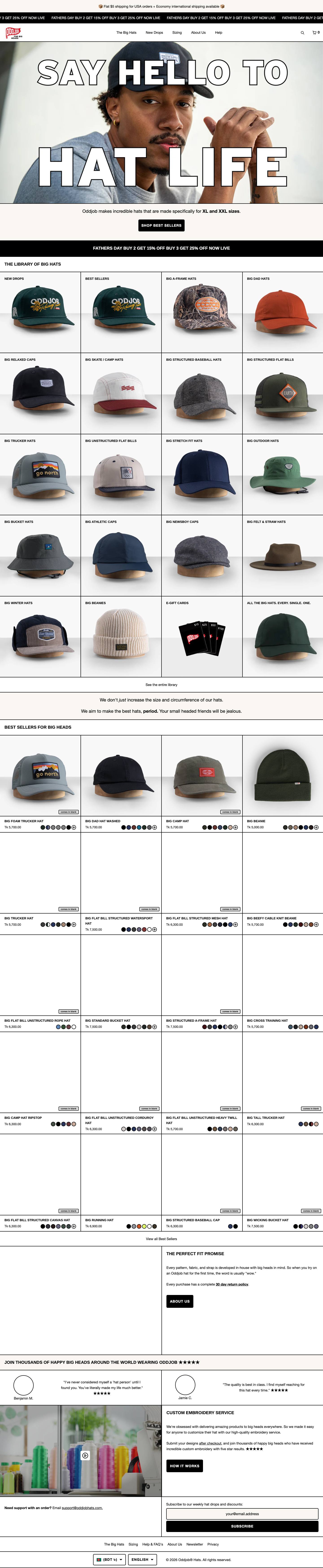 Odd Job Hats website screenshot